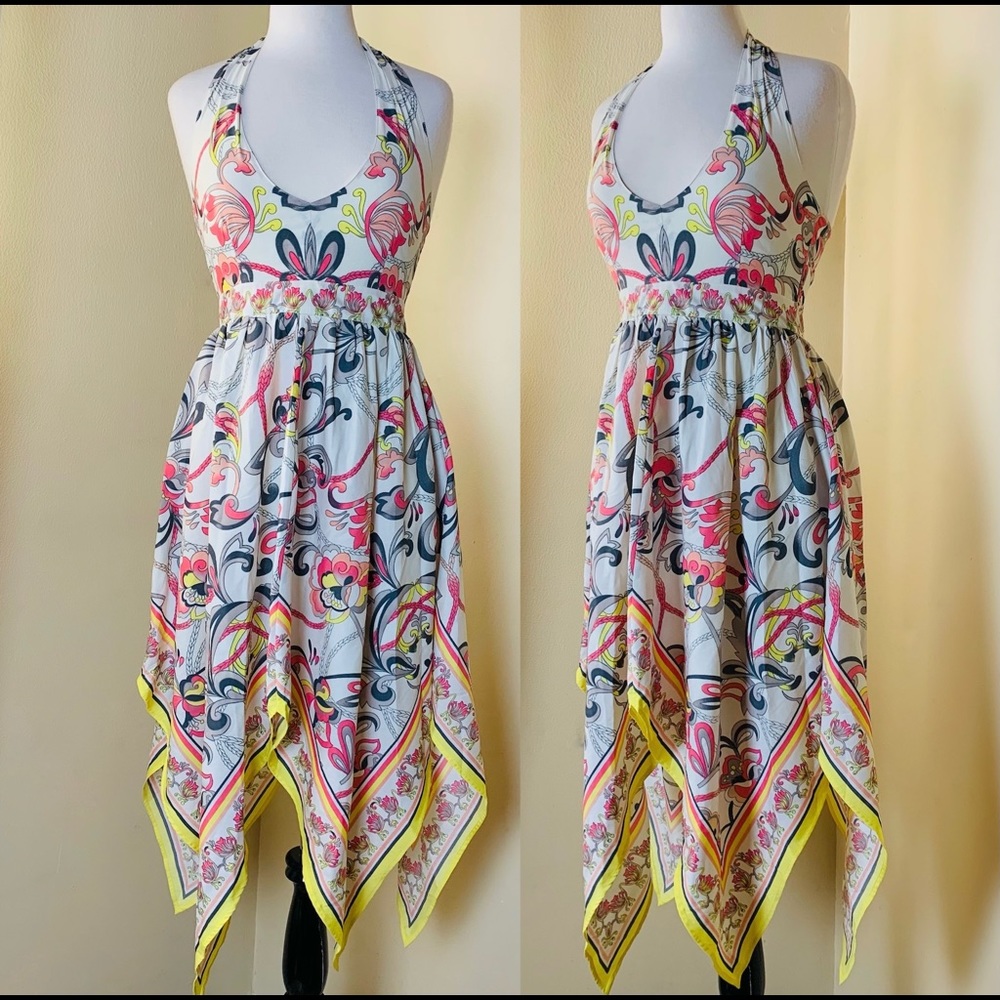 H&M Hankerchief Printed Halter Dress Size 8